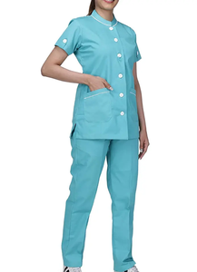 Medical Uniform <b>Scrub</b> <b>Top</b> with V-Neck Design Two Front Pockets 100% Polyester High Quality Custom Size Logo Printing for Nurses - Product Image 2