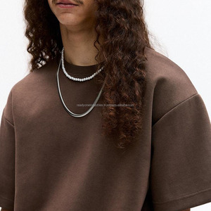 T-shirts anti-boulochage à col en O pour hommes avec manches régulières T-shirts lourds surdimensionnés T-shirt de luxe à impression personnalisée pour hommes - Product Image 5