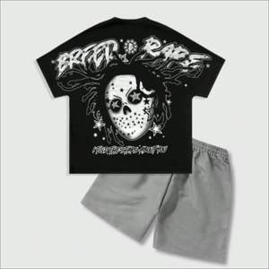 Ensemble de shorts graphiques respirants 100% coton à impression DTG personnalisée pour hommes, vêtements de rue élégants et décontractés pour les ensembles de t-shirts d'été - Product Image 2