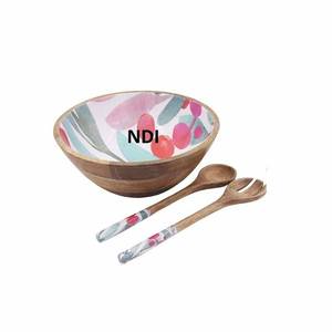 Bol de service décoratif sur mesure finition émaillée bol de service à soupe finition émaillée bol en bois - Product Image 2