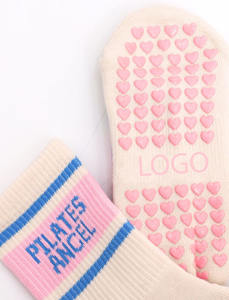 Pastel Text Jacquard Basic Style Grip Pilates <b>Socks</b> Women Custom Cotton Material Design Colors Packaging for Wholesale Yoga Item - Product Image 5