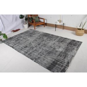 Tapis vintage 5,6 x 9 pieds, grand tapis turc, tapis persan gris et noir - Product Image 2