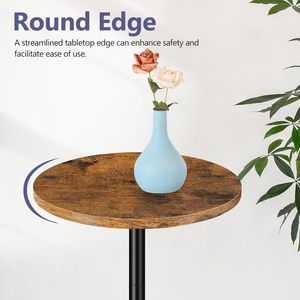 Wooden <b>Side</b> <b>Table</b> Outdoor Drink <b>Table</b> for Cocktail <b>Table</b> with <b>White</b> Marble Weighted Base for Patio Deck Rustic Brown - Product Image 6