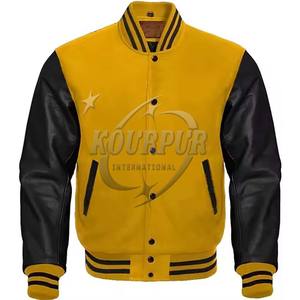Haute qualité personnalisé équipe Letterman hiver Bomber veste hommes mode cuir veste coton remplissage bouton grande taille imprimer 2025 - Product Image 5