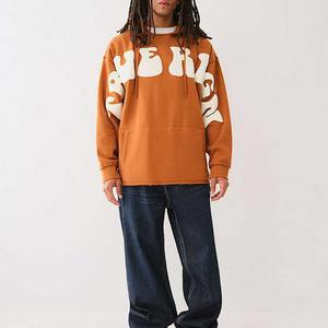 High Quality Men's Casual Fitted Sweatshirt New Arrival <b>Light</b> Weight for Puff Print Hoodie 100% Cotton Solid Color Wholesale - Product Image 5