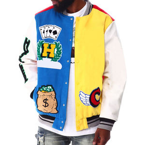 Veste de baseball personnalisée pour hommes en laine chenille High Street col montant manches en cuir Letterman saison d'hiver OEM produit en toile - Product Image 1