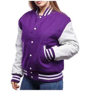 Chaqueta Universitaria Personalizada para Mujer, Chaqueta de Béisbol Corta, Técnicas de Teñido Liso, Tejida, 2026 - Product Image 4