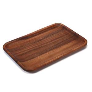 New Look Acacia Serving Tray Rectangular with Texture Modern Rectangular Decorative Serving Tray Natural <b>Wooden</b> <b>Colour</b> - Product Image 5