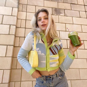 Suéter Unisex de Mohair de Alta Calidad, Suéter Tejido Antiarrugas con Diseño Jacquard y Botones - Product Image 2