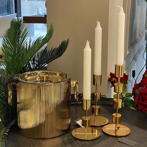 Handmade Design Metal <b>Taper</b> <b>Candle</b> <b>Holder</b> Glossy Gold Finished for Home Wedding and Christmas Tabletop Decoration - Product Image 1