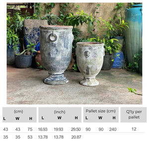 Olla de urna de cerámica de aspecto antiguo alto, textura envejecida Natural hecha a mano, maceta duradera ecológica, fábrica de paisajismo de jardín al aire libre - Product Image 2