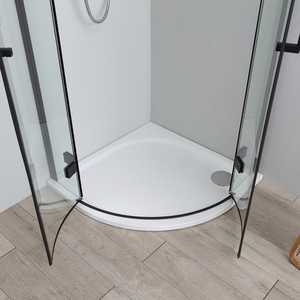 Mampara de Ducha de Esquina de 80x80 con Vidrio Lion de 6mm Negro Mate Sin Perfiles - Product Image 4
