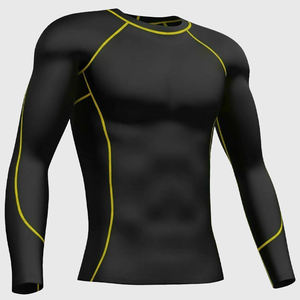 Fabricant de rashguards, rashguard personnalisé imprimé pas cher, compression, col arrondi, sportif pour hommes, chemise à manches longues - Product Image 1