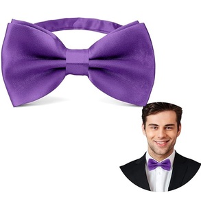 Custom Purple Color Breathable Silk Made Nylon High Quality Straps Blank Plain Cufflink Bowties For Male Outdoor Tuxedo <b>Ties</b> - Product Image 1