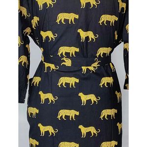 Elegant Summer <b>Kimono</b> Robe Hand-Drawn Animal Leopard Print Black Love on Pure Cotton Hand-Imprinted ODM <b>Beach</b> Cover - Product Image 4