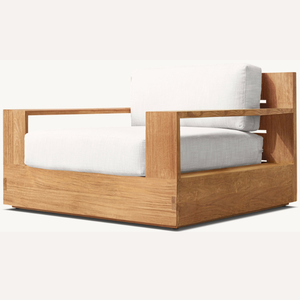 Sofá individual para exteriores hecho de madera de teca ecológica con un estilo estético moderno. - Product Image 1