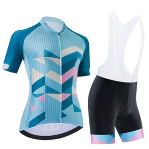 Conjunto de Jersey de Ciclismo para Mujer, Negro y Blanco con Estampado Geométrico, Manga Corta, con Culotte Acolchado - Product Image 5