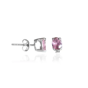 Boucles d'oreilles en argent 925 avec saphir rose pour femmes, bijoux cadeau tendance - Product Image 2