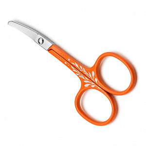 Tijeras para Cejas con Mango de Plástico Naranja y Hoja Curva de Acero Inoxidable, para Diestros, Herramienta de Belleza y Cuidado Personal - Product Image 5