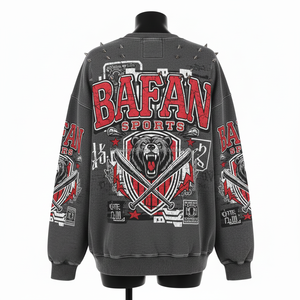 <b>Women</b> Oversize Sweatshirt Cotton <b>Fleece</b> <b>Grey</b> Red Colors CustomLogo Graphic Print Stud Design Fashion <b>Women</b> breathable Sweatshirt - Product Image 2