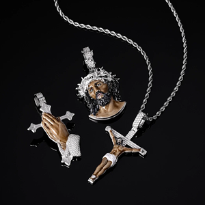 Collar con Colgante de Diamantes de Imitación Personalizado Estilo Hip Hop para Hombre - Product Image 2