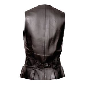 Leather Canvas <b>Vest</b> <b>Men</b> Women Motorcycle Biker Faux Black Brown Genuine Leather Puffer Riding Gilet Western Custom Solid Casual - Product Image 2