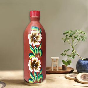 Eco-Friendly <b>500ml</b> Clay Terracotta <b>Water</b> <b>Bottle</b> Hand Painted Art Natural Cooling Leak Proof Lid Camping Home Corporate Gifting - Product Image 4