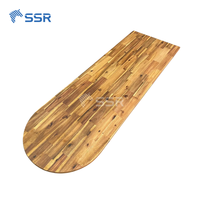 Comptoir de boucher en bois massif transparent durable en acacia un bord arrondi et droit personnalisé pour détaillant, distributeur