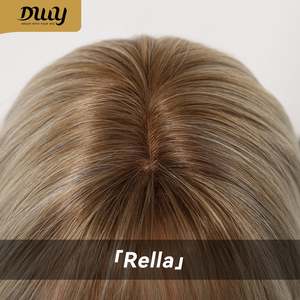 Peluca Sintética Rella C-DWY de 12 Pulgadas, con Capas, Larga hasta los Hombros, Color Beige Cremoso Rubio, Nueva Tecnología, Parte Superior de Seda Biónica - Product Image 5