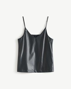 เสื้อกล้ามผู้หญิงคุณภาพสูง ผ้าหนัง PU คอวี ทรงลำลอง ไม่มีลาย ผ้าไม่ทอ ระบายอากาศได้ดี ผลิตตามแบบ OEM จากเวียดนาม - Product Image 5