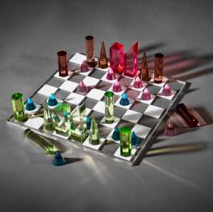 Juego de <span class=keywords><strong>Ajedrez</strong></span> Geométrico Moderno Transparente y de Colores, Juego de <span class=keywords><strong>Ajedrez</strong></span> Internacional de Acrílico Transparente, Plexiglás, Resina, Juego de <span class=keywords><strong>Ajedrez</strong></span> <span class=keywords><strong>Minimalista</strong></span> - Product Image 1