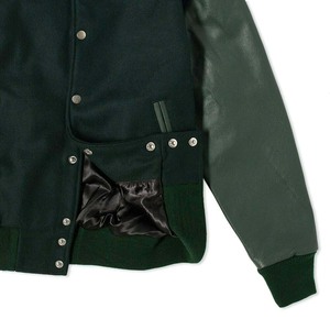 Chaqueta de béisbol de lana Melton bordada universitaria de Primavera de invierno Hip Hop mangas de cuero Real CollegeBaseballjacket para hombres - Product Image 4