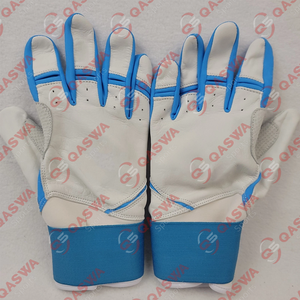 Gants de frappeur de baseball Manchette longue Blanc Bleu Cabretta Cuir Gants de baseball très durables - Product Image 2