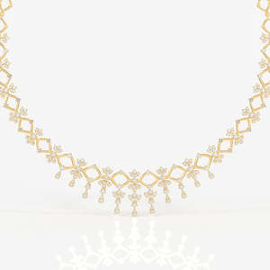 Adira Classic 9k Gold <b>Necklace</b> with Moissanite Diamond for Wedding Occasions - Product Image 2