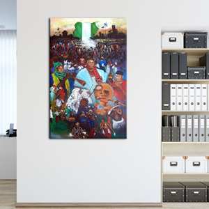 Décoration murale élégante représentant une femme africaine, toile imprimée, encadrée - Product Image 1