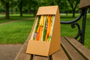 Venta al por mayor de papel Kraft ecológico para alimentos, cajas de sándwich triangulares personalizadas con ventana para Decoración - Product Image 5