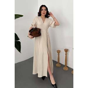 Beige <b>Muslin</b> Long <b>Dress</b> - Beige - Product Image 1