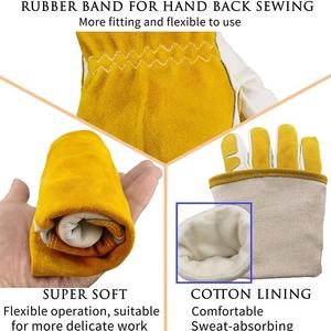 Logo Color Stick Leather Welding <b>Gloves</b> Cowhide Leather Welder <b>Glove</b> for Men and Women - Product Image 2