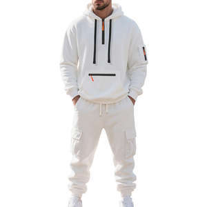American Heavy Fleece-Lined Printed <b>Maternity</b> Multi-Pocket <b>Hoodie</b> Set Winter Plus Size Men Casual Sports Suit Woven Weaving - Product Image 3