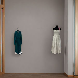 High Quality Export Green Printed Long Straight-Fit <b>Kurta</b> Dress Women Cotton Blend Casual Wear V-Neck Full Vintage Summer - Product Image 4