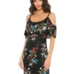 Robe de soirée élégante de My Darling Sans manches Broderie florale de paillettes Perles Trompette/Sirène Mid Open Full Length Parties - Product Image 1