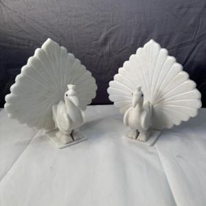 Exhibición de pavo real de mármol italiano blanco Premium, Art Deco elegante para decoración del hogar, mesa de acento, exhibición de oficina, artículo de regalo de lujo - Product Image 4