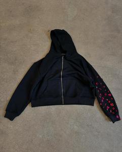 Sudadera con Capucha Personalizada de 400 500 GSM, Estilo Vintage, con Pedrería, Cierre de Cremallera, Estilo Urbano, Chaqueta Elegante de Felpa Francesa - Product Image 1