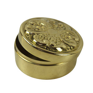 Royal Designer Metal Brass Shiny Kumkum Box Church Pyx para hosts Contenedor de frutas secas Contenedores de almacenamiento de dulces Contenedores de almacenamiento - Product Image 6