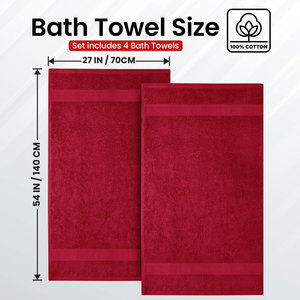 Luxury 100% Ring-Spun Cotton Bath <b>Towels</b> Set 27x54 Inches Soft Absorbent & Quick-Drying Bathroom <b>Towels</b> for Home Burgundy - Product Image 3