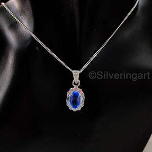Collier pour femme en Tanzanite naturelle, pierre de naissance de décembre, bijoux faits à la main, chaîne en argent sterling 925 - Product Image 5
