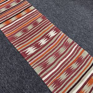 Tapis turc vintage 2,7x11,4 pi (83x346 cm), tapis Herki orange à rayures arc-en-ciel - Product Image 3
