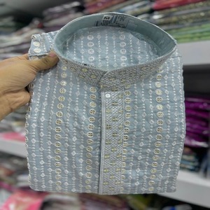 Attractive Festival Wear <b>Top</b> Quality Premium Rayon With Embroidery and <b>Sequins</b> Mans Kurtra Pyjama At Lowest rate - Product Image 1