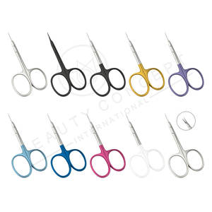 Tijeras de aseo de acero inoxidable de colores llamativos Tijeras de hoja curvada fina directa de fábrica Herramienta de belleza sostenible al por mayor - Product Image 2