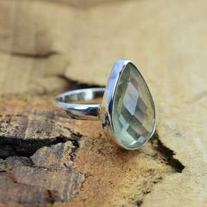 Anillo de Plata de Ley 925 con Amatista Verde Tallada, Joyería Hecha a Mano, Elegante Anillo de Declaración, Regalo para Mujer - Product Image 4